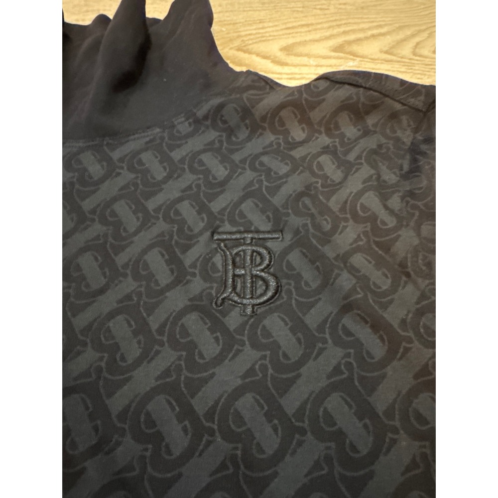 Burberry TB Monogram Turtleneck Sweatshirt Black Charcoal Logo Print Small - Picture 2 of 6